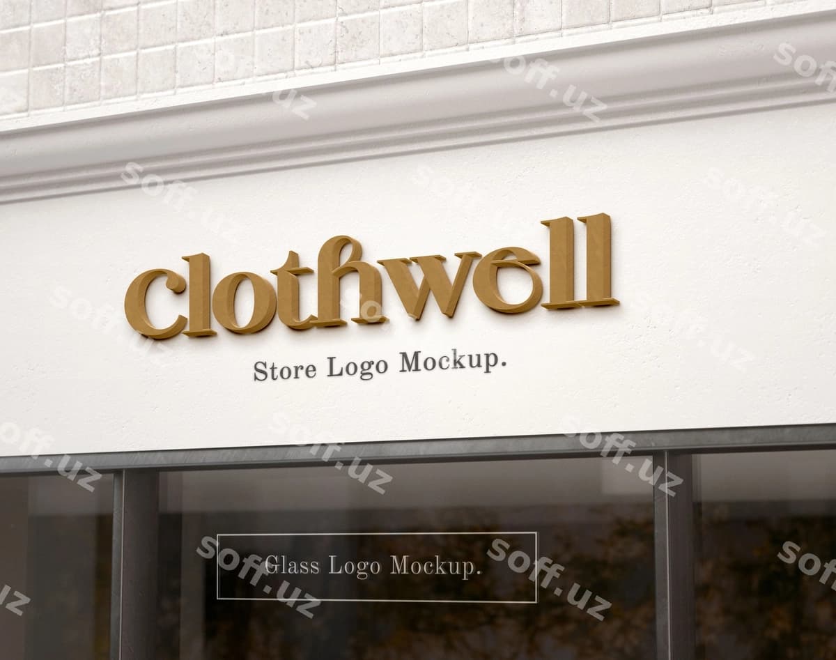 Do'kon kirish logotipi mockup | Store entrance logo mockup