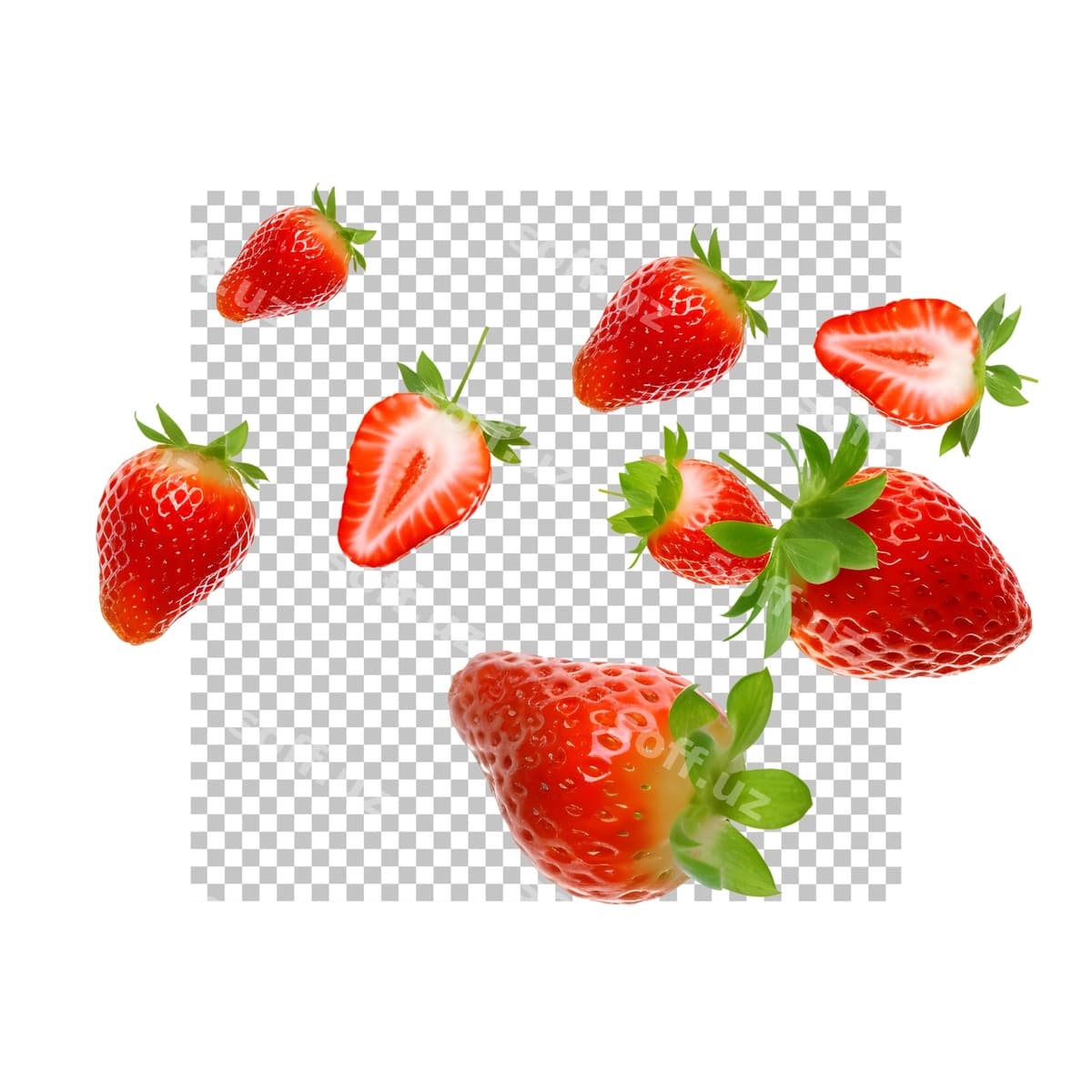 Bodomlar ajraltirilgan psd | Strawberries isolated psd