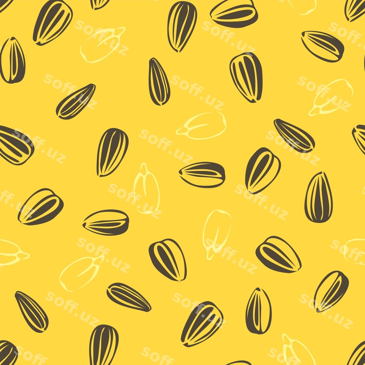 Qizilqovoq urug'lari chetkasiz naqsh | Sunflower seeds seamless pattern