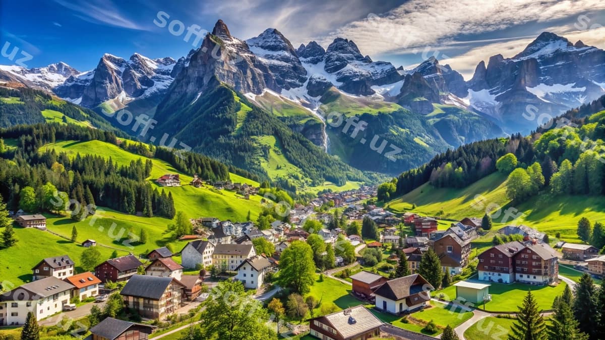 Switariya Engelberg Alp togʻlari panorama koʻrinishi | Switzerland engelberg alps panorama view