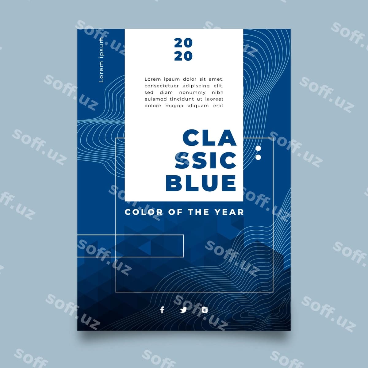 Shablon abstrakt klassik ko'k flyer | Template abstract classic blue flyer