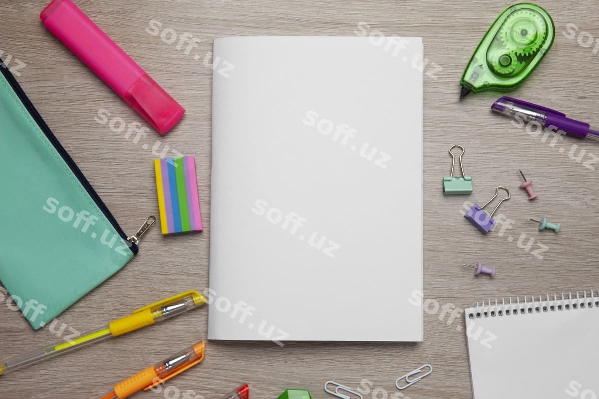 Yuqori ko'rinishdagi o'smir qozoncha namunasi | Top view teenage stationery mockup