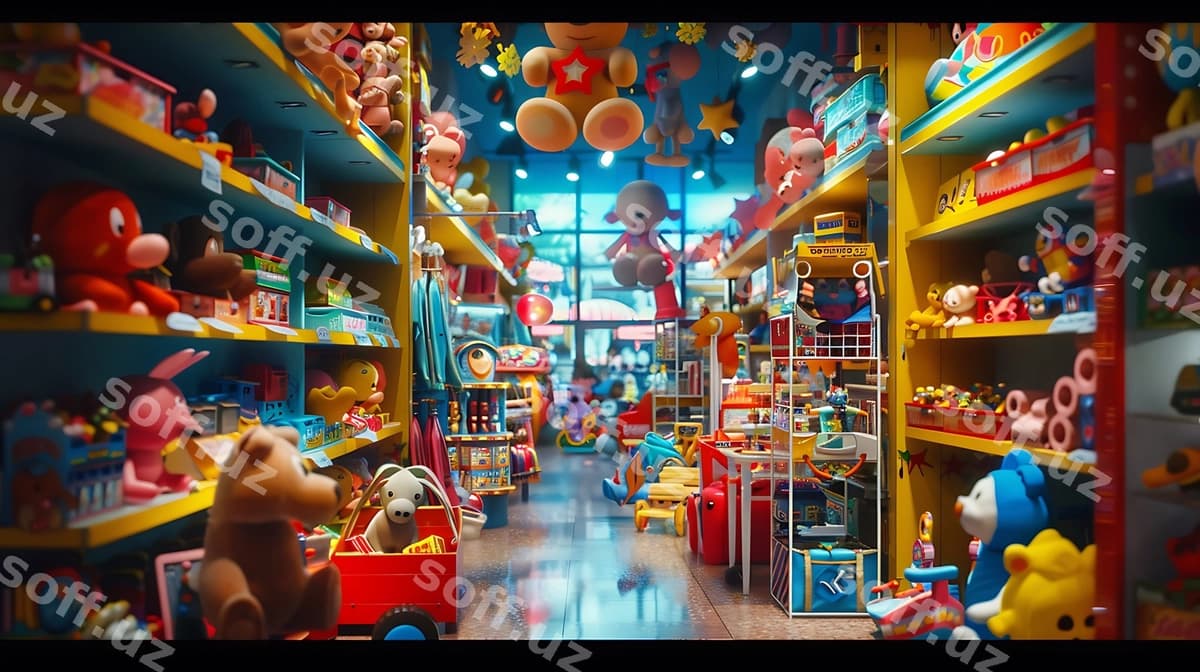 O'yinchoq do'koni o'yinchoq o'rtasida | Toy store with toy middle it