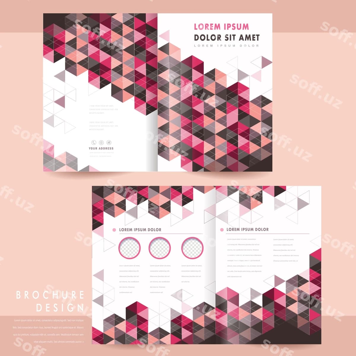 Moda yarim qatlamli shablon dizayni | Trendy halffold template design