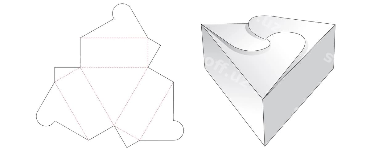 Uchburchak sovg'a qutisi uchun kesish shabloni dizayni | Triangle gift box cut template design