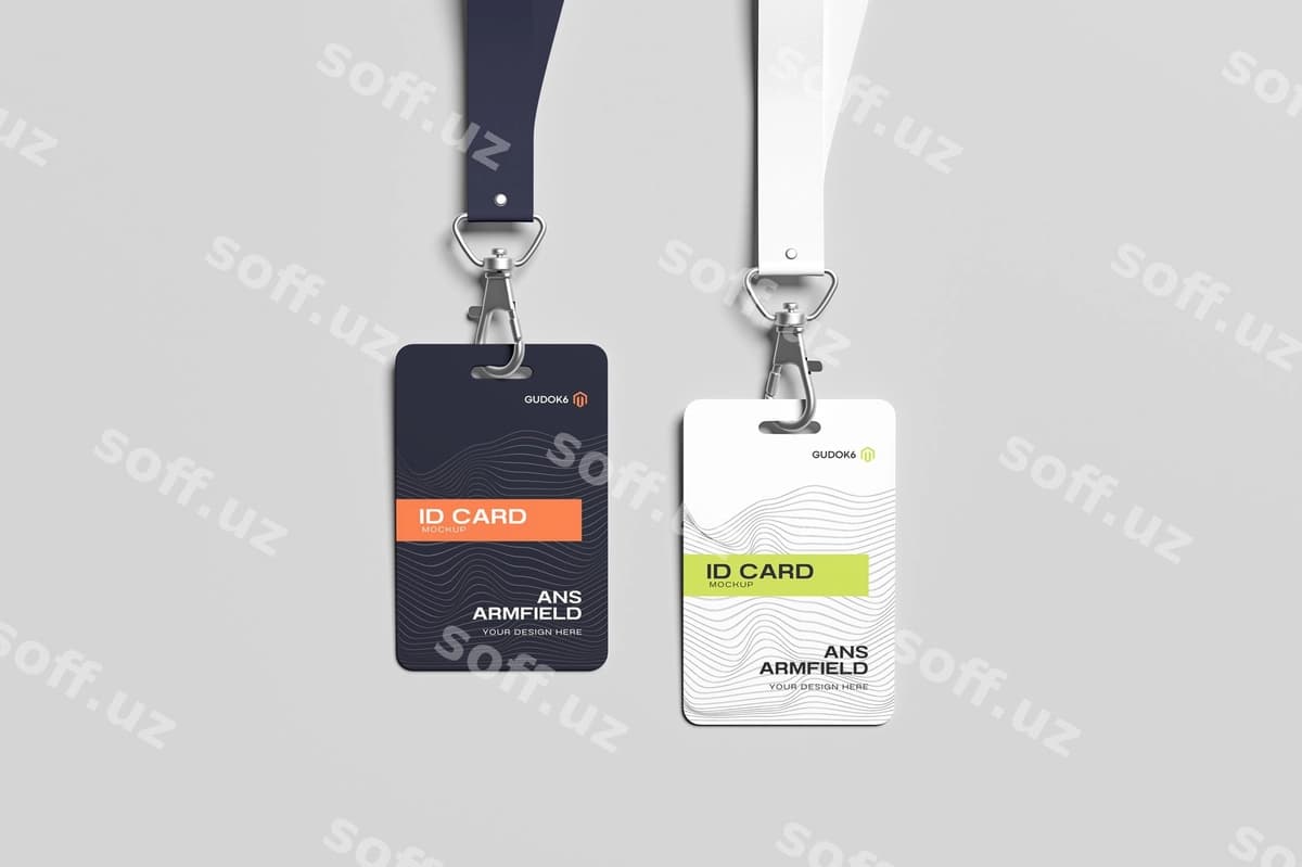Ikki id kartalari lanyerlar bilan | Two id cards with lanyards