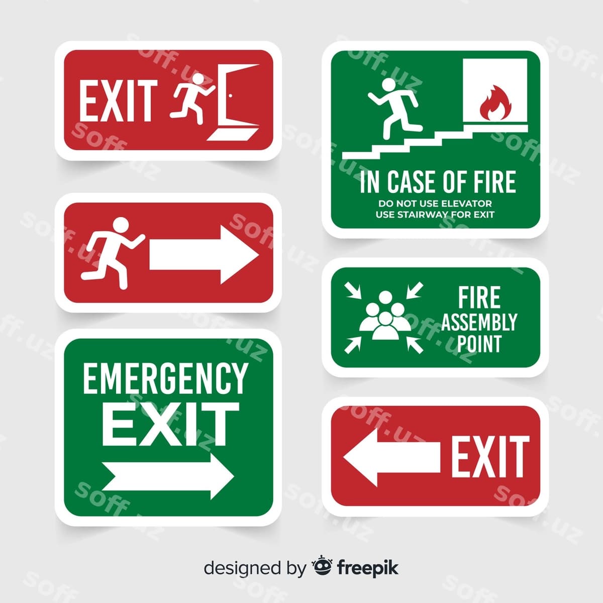 Turli xil chiqish belgilari | Various exit signs