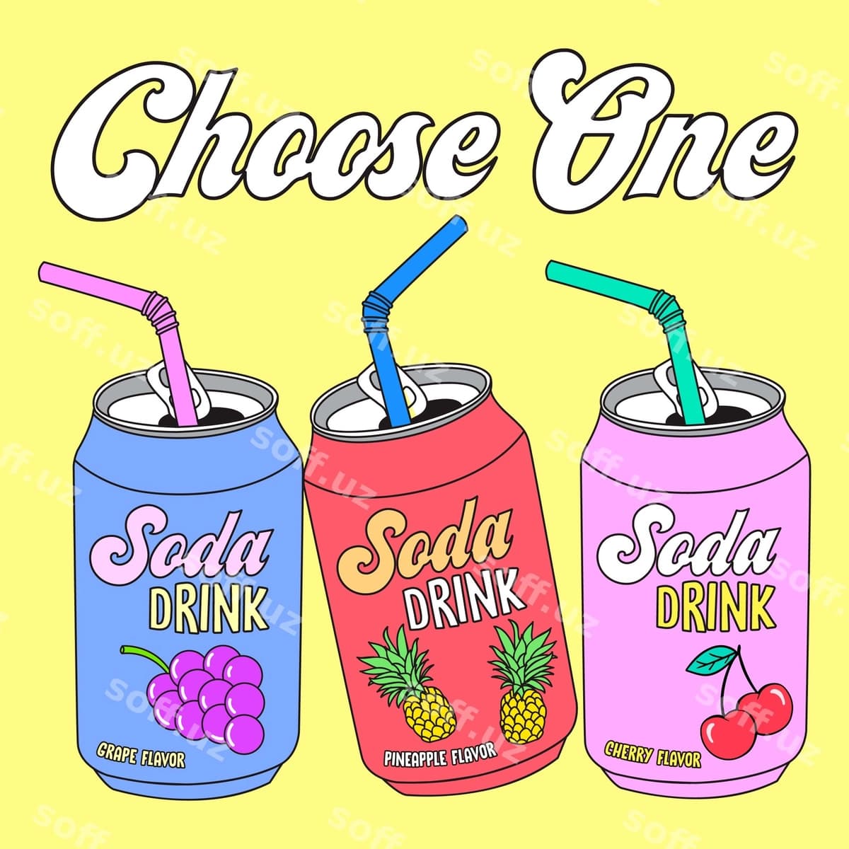 Vector meva gazli ichimliklar sustrlar bilan | Vector fruit sodas with straws