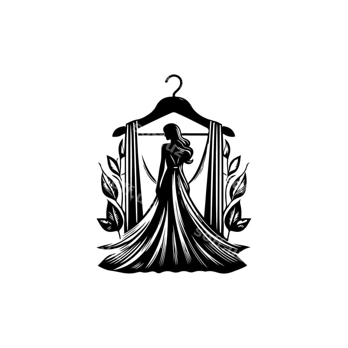 Vektor logotipli ayollar dress do'koni | Vector logo ladies dress shop