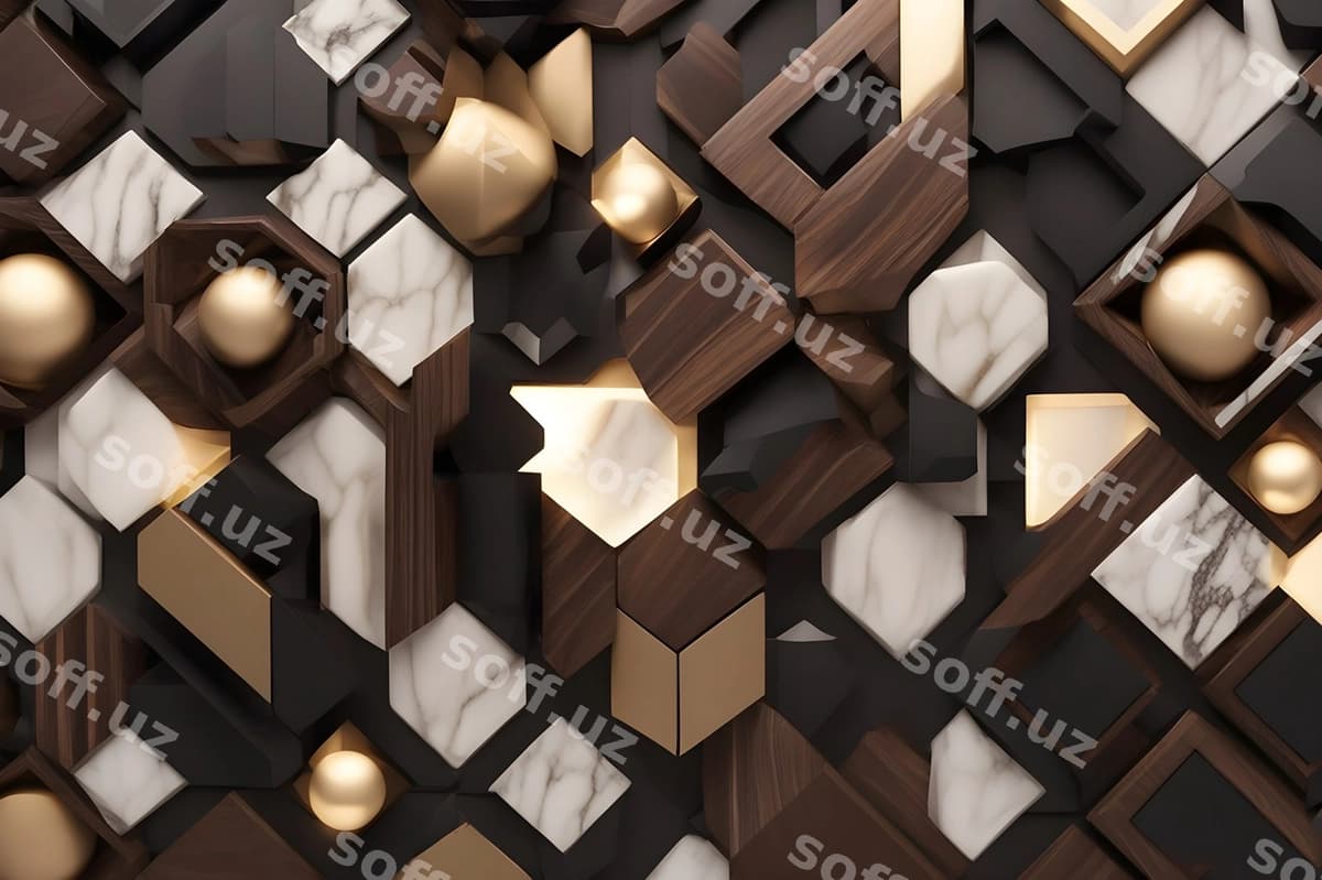 3d klassik yog'ochli marmur devor panosi | Wallpaper 3d classic wooden marble