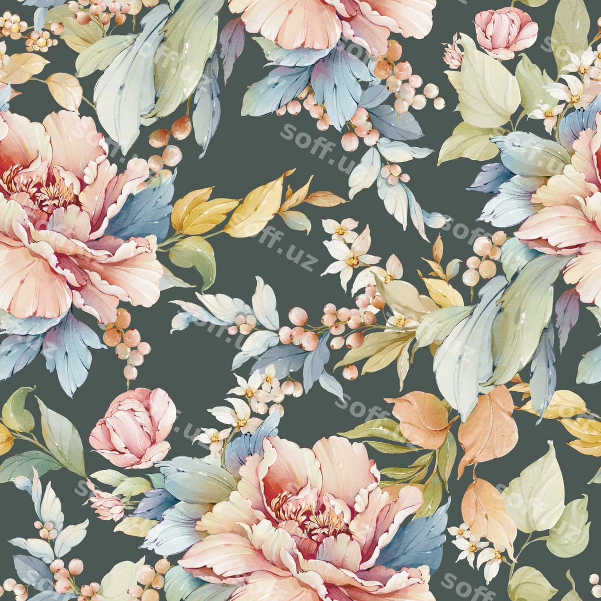 Suvli gül naqshi | Watercolor flower pattern