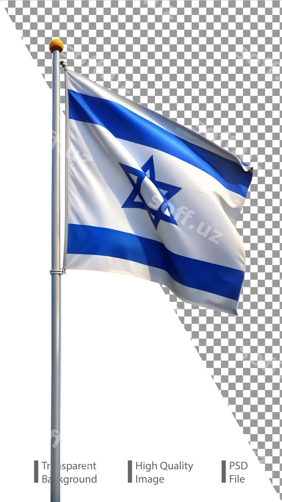 Shaffof fonda hilpiragan Isroil bayrog'i | Waving flag israel transparent background