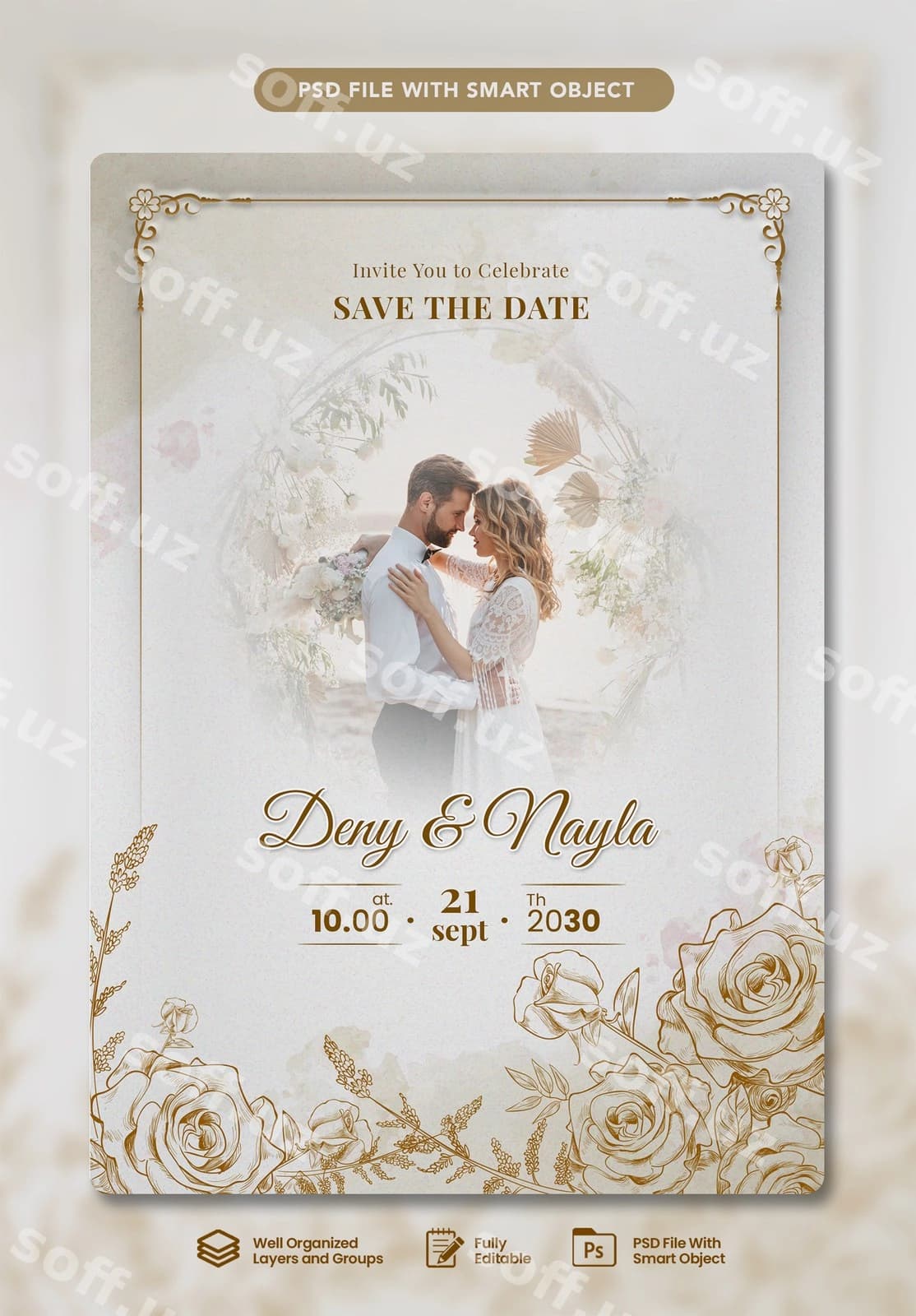 Nikoh chaqiruv kartochkasi shablon dizayni | Wedding invitation card template design