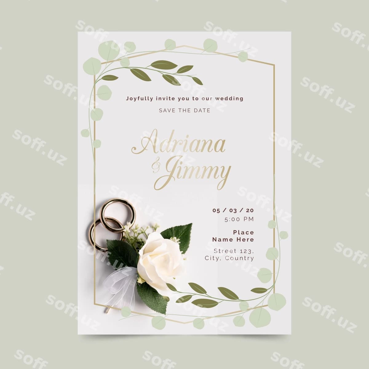 Turon taklifi shabloni foto bilan | Wedding invitation template with photo