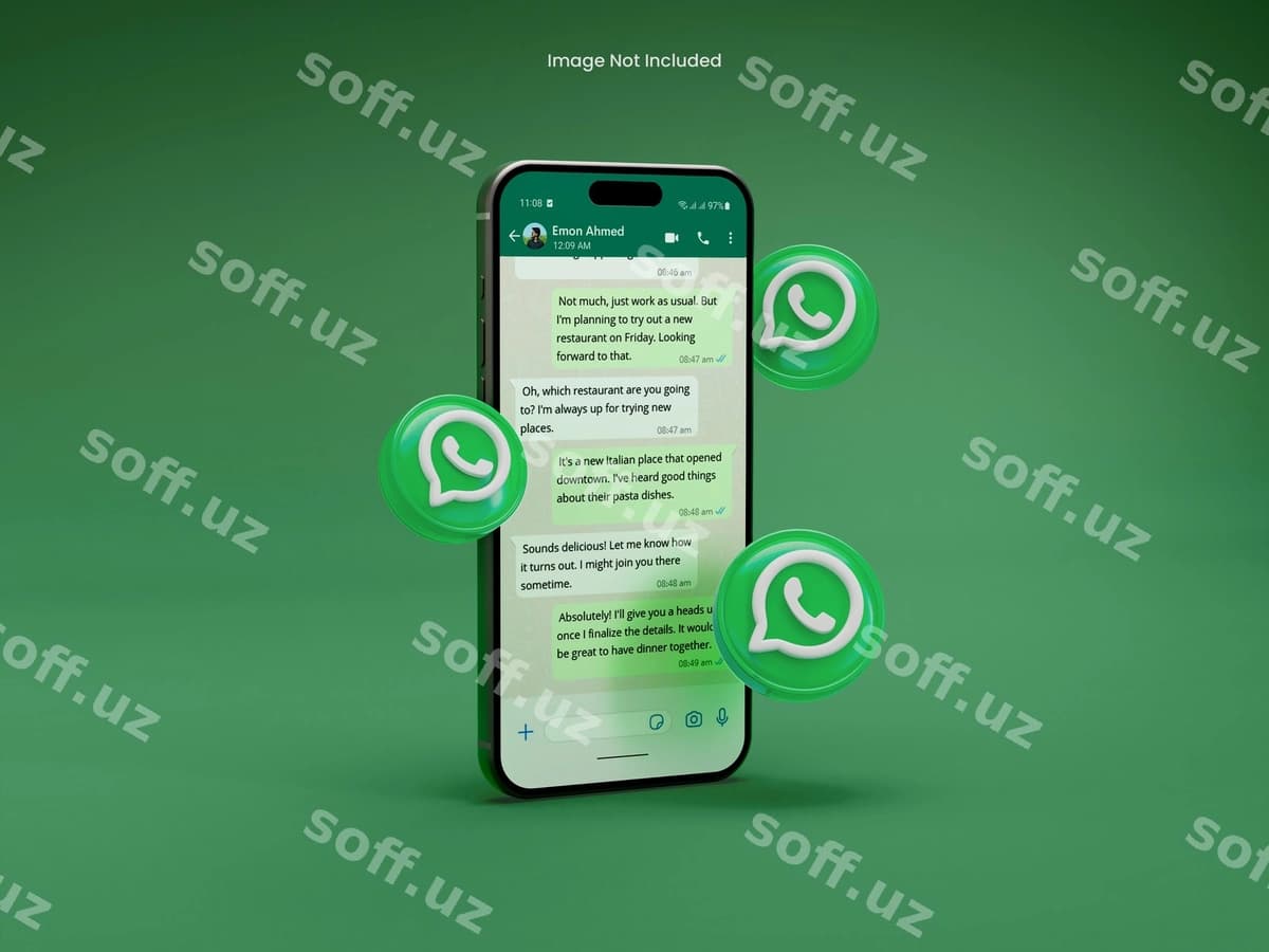 WhatsApp interfeysi akhrli telefon mockupi | Whatsapp interface smartphone mockup