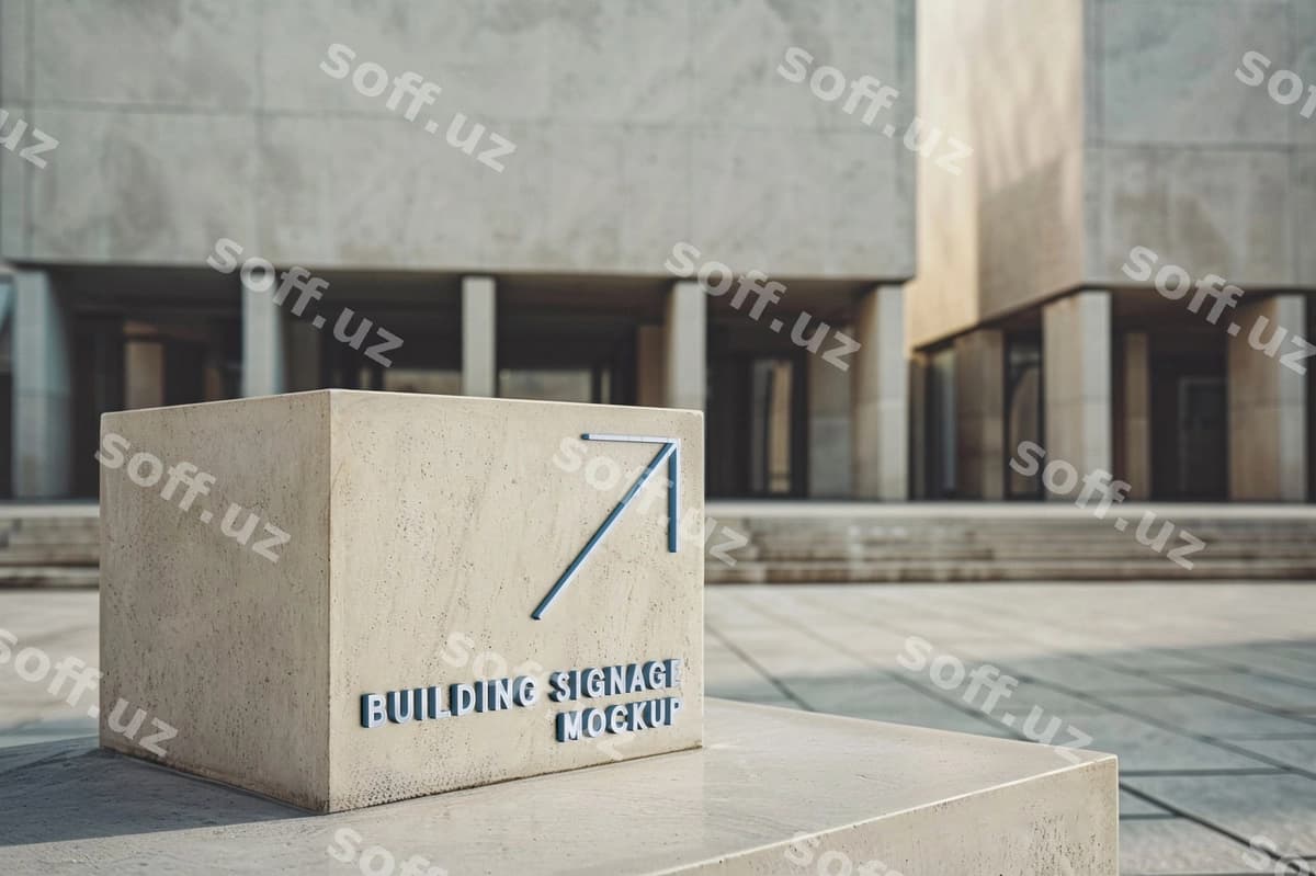 Oq beton binо mockup | White concrete building mockup