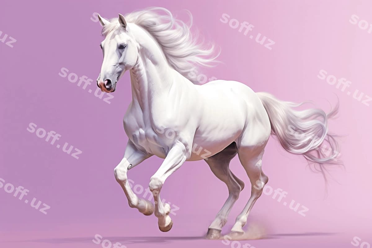 Oq at uzun soch bilan yug'rayotgan | White horse running with long mane