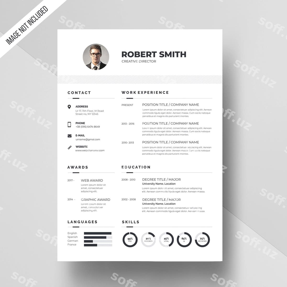 Oq rezyume shabloni | White resume template
