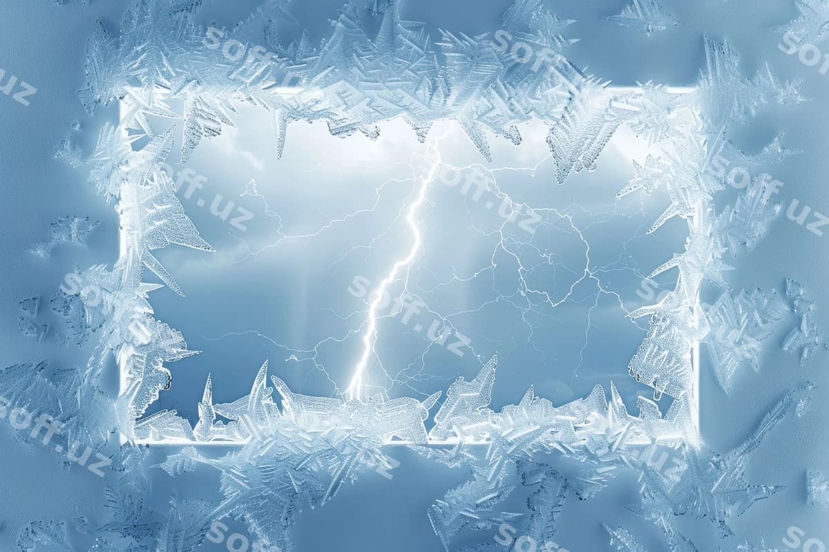 Oyna – osmondagi chirq buz steklo | Window with lightning bolt sky ice glass