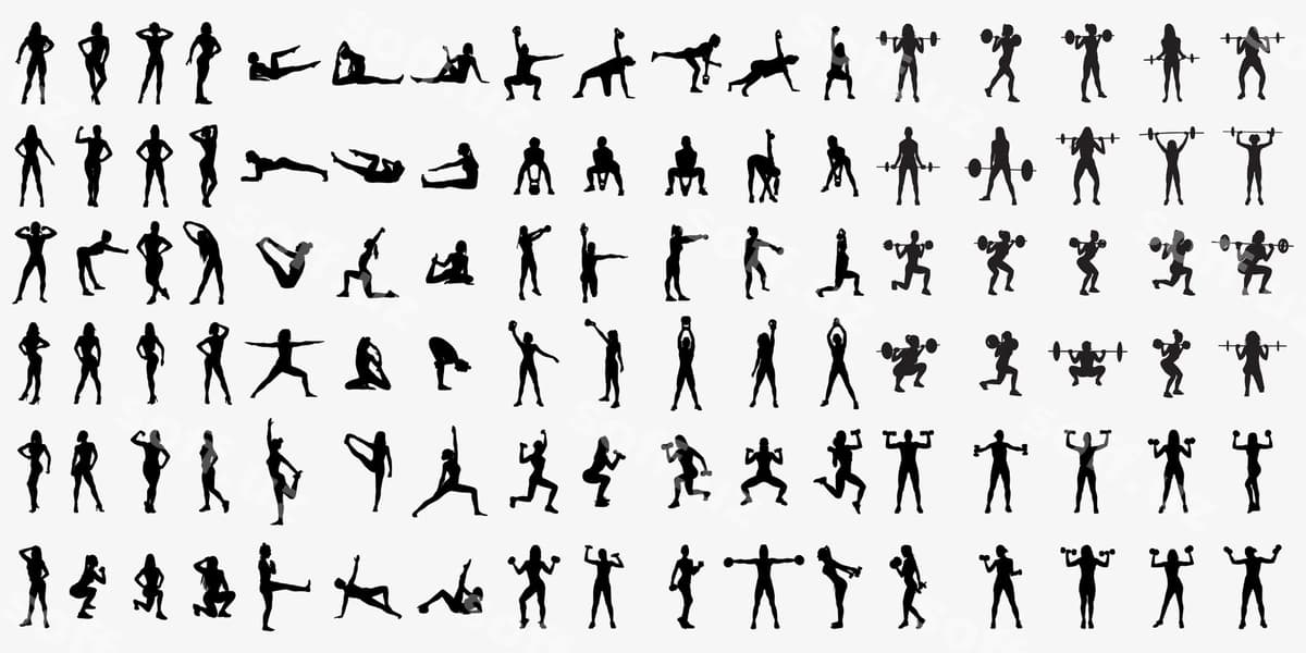 Ayol fitnes jismoniy tarbiya siluet shabloni | Woman fitness gym silhouette template