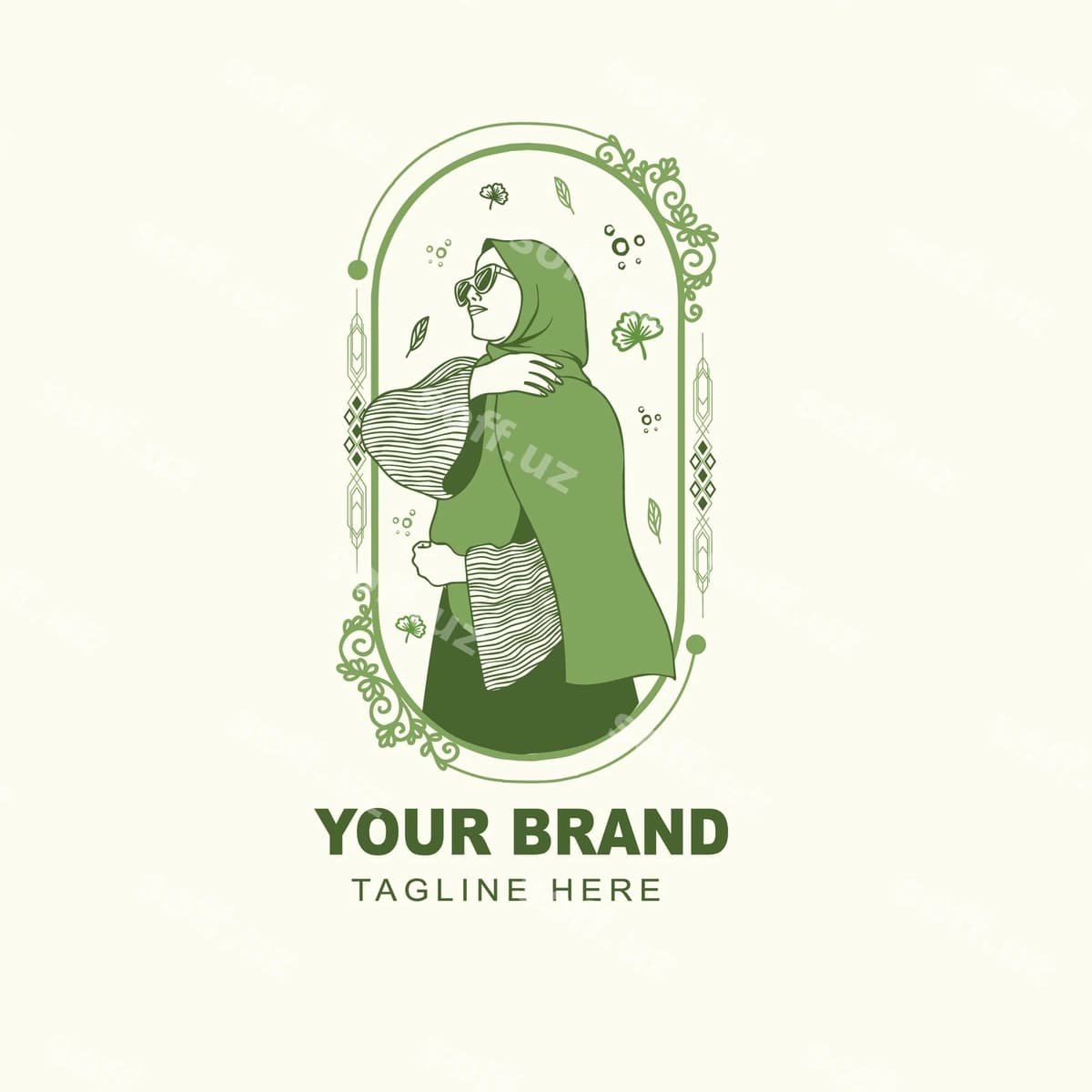 Ayollar moda Hi Jab muslim maskot logotipi | Women fashion hi jab muslim mascot logo