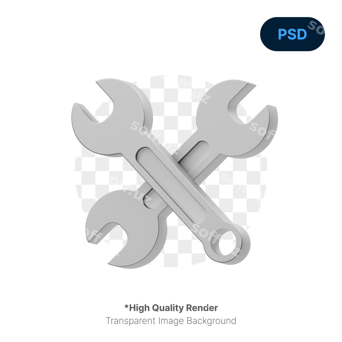 Oʻchchaq 3d ikon premium psd | Wrench 3d icon premium psd