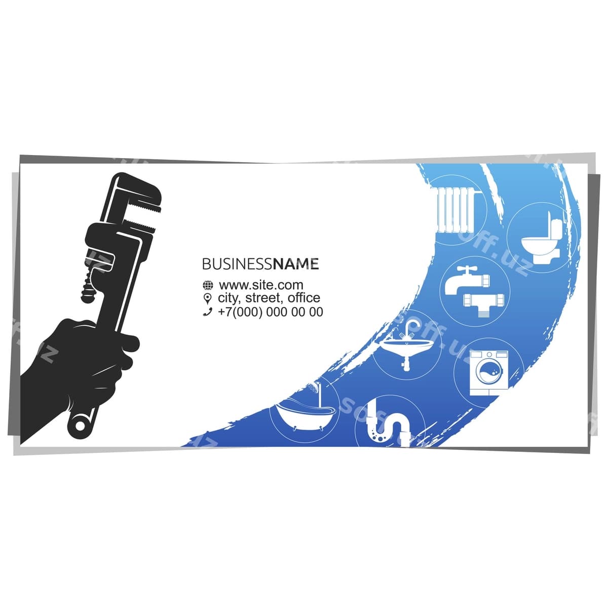 Qoliq boshqaqi santexnik biznes kartasi | Wrench hand plumber business card