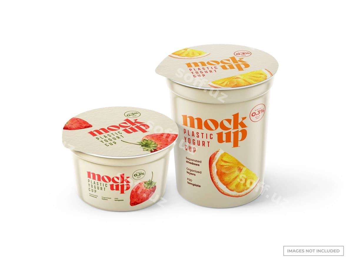 Yo'gurt stakanchiklari namunalari | Yogurt cups mockups