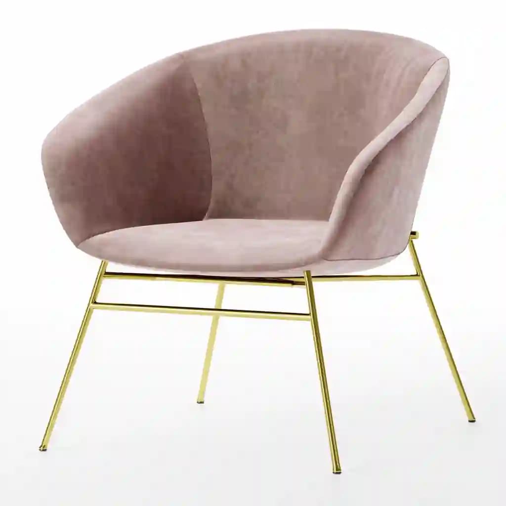 Modern Velvet Accent Chair with Gold Metal Legs