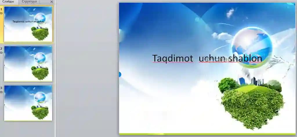 taqdimotlar uchun real shablon