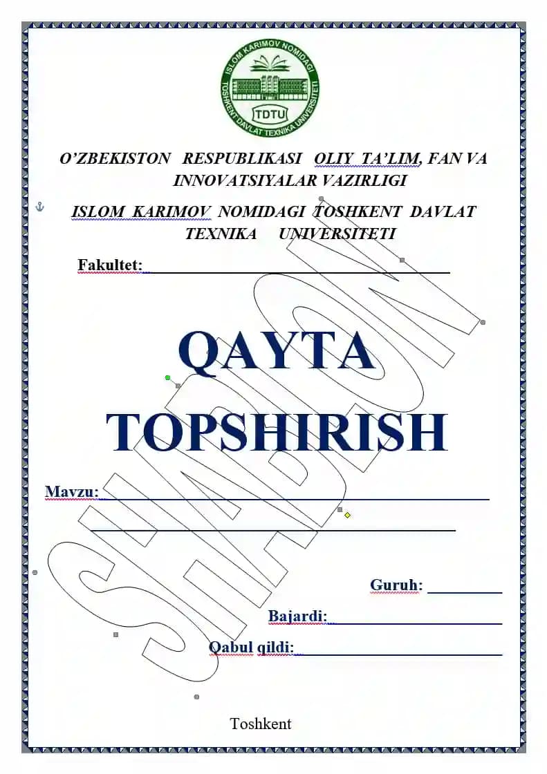 Qayta topshirish ishi yuzi TDTU