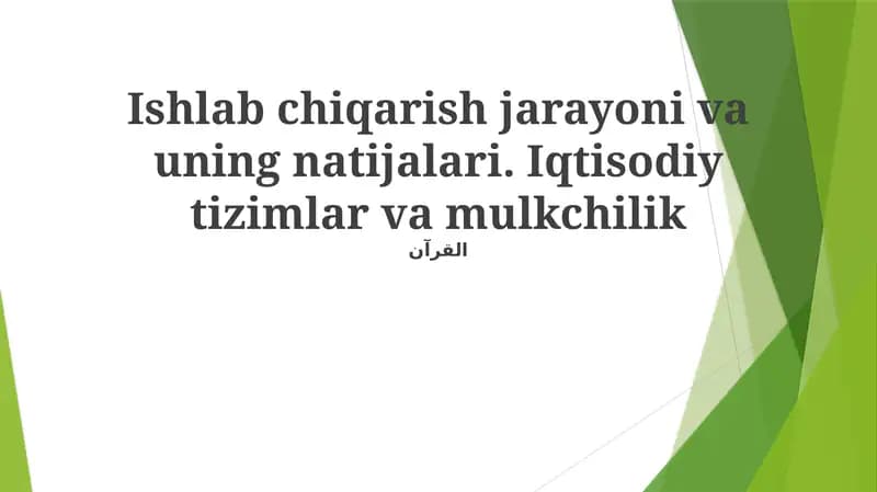 Iqtisodiy Tizimlar, Taqqoslash Nuqtai Nazari, Mulkiylik Huquqi, Shakl va Oqibatlari, Ishlab chiqarish jarayoni