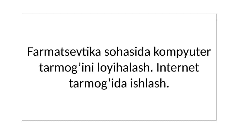 Formaseftika soxasida kompyuter tarmog'i