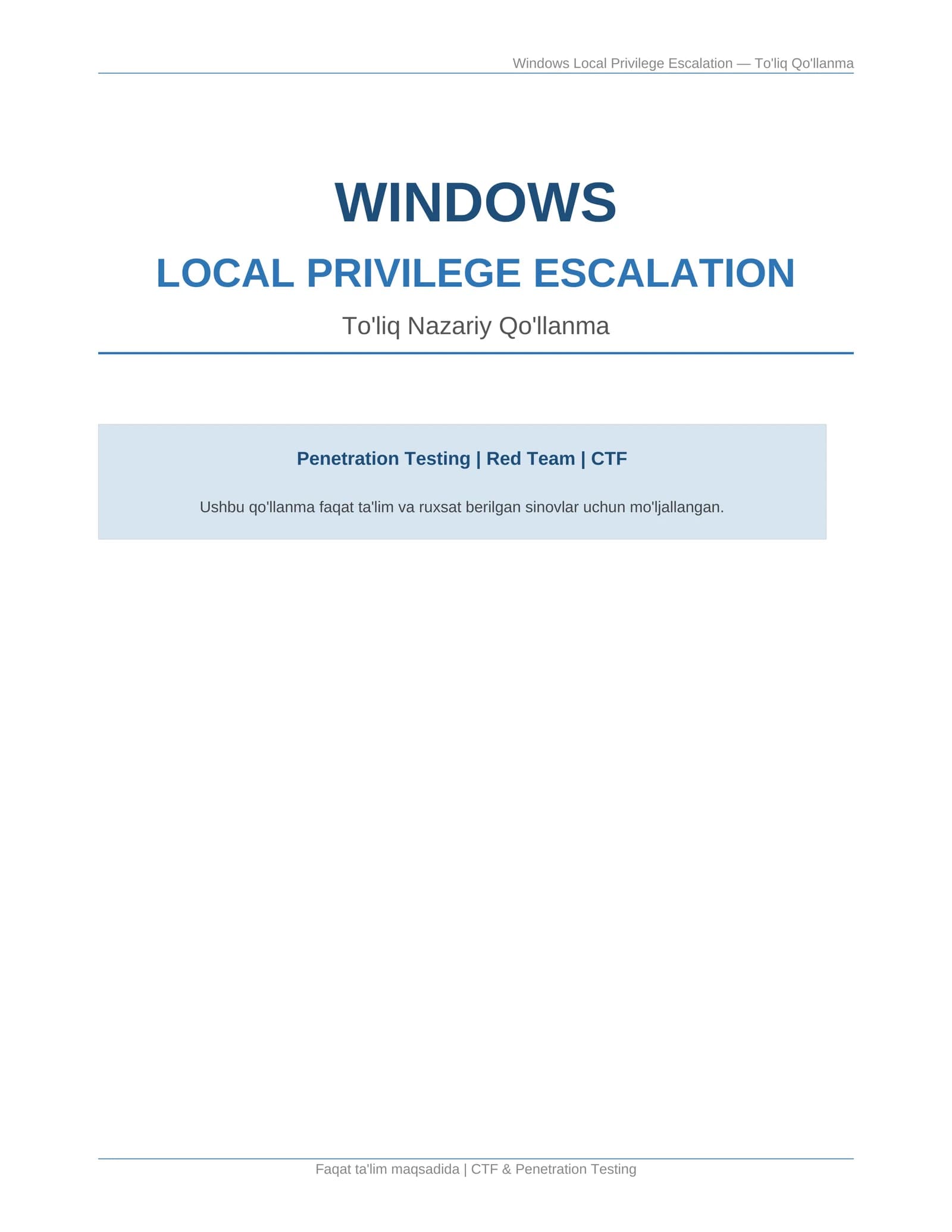 Windows Melocaval haqida umumiy oʻquv qoʻllanmasi