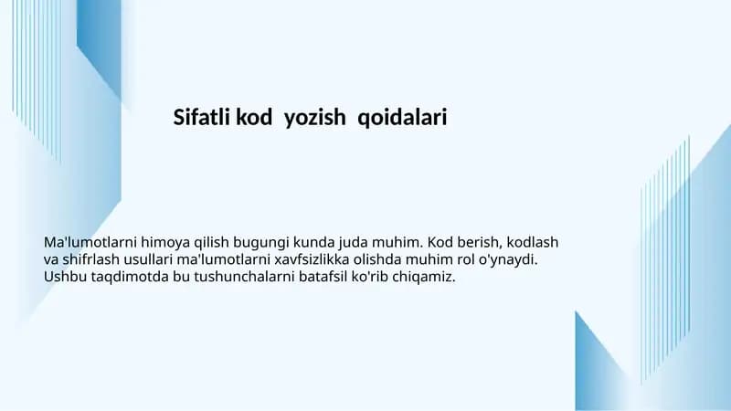 Sifatli kod yozish qoidalari