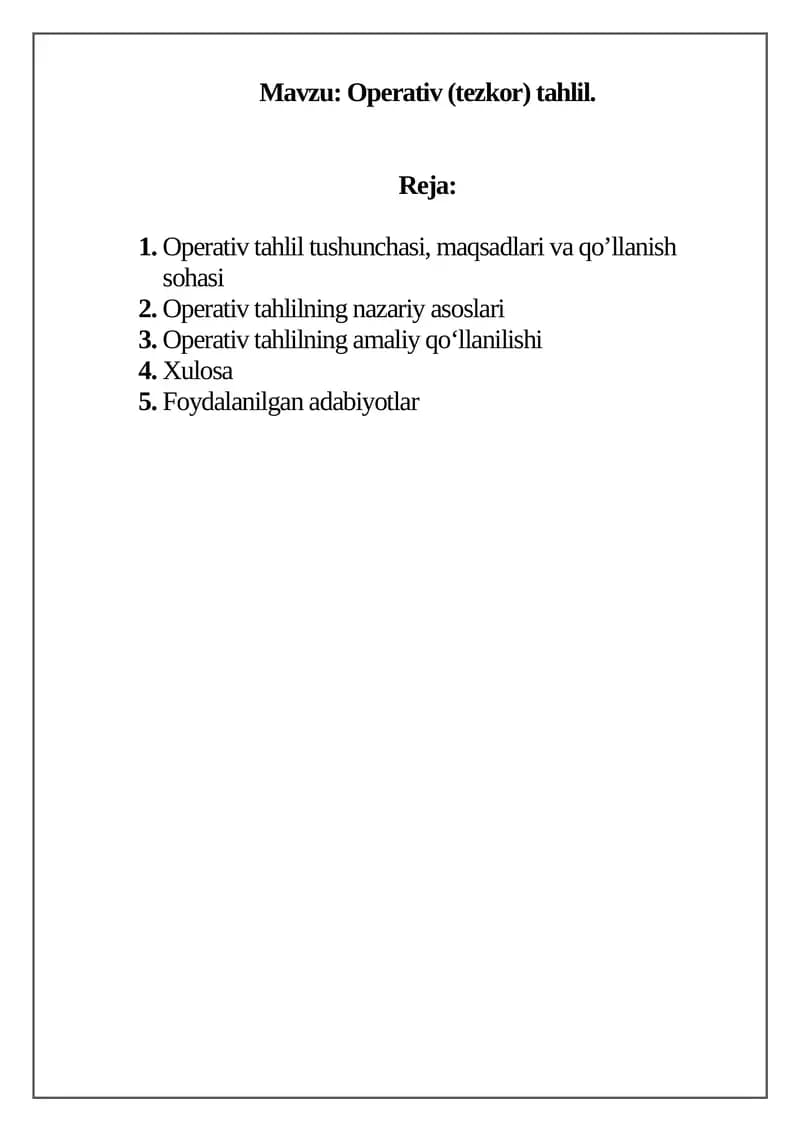 Operativ (tezkor) tahlil