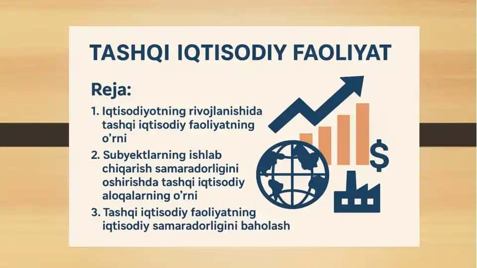 TASHQI IQTISODIY FAOLIYAT
