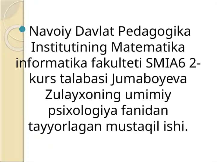 Idrok va xotira haqida tushuncha