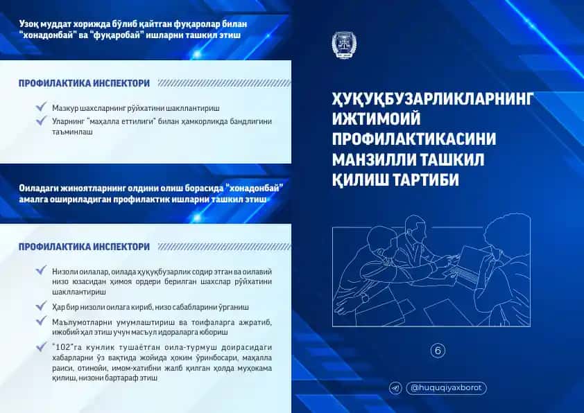 Ҳуқуқбузарликларнинг ижтимоий профилактикасини манзилли ташкил қилиш тартиби