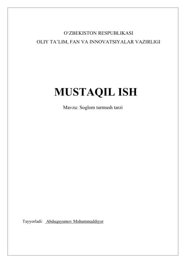 Soglom turmush tarzi