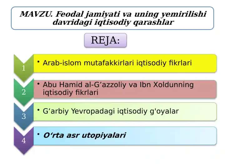 Arab-islom mutafakkirlari iqtisodiy fikrlari