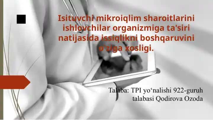 Isituvchi Mikroiqlim Sharoitlari