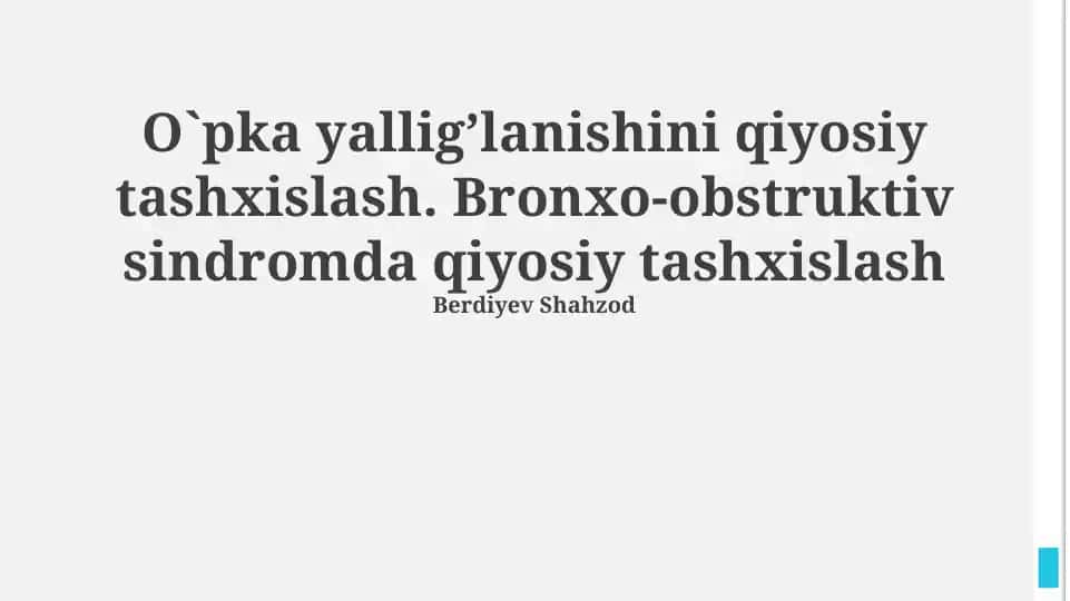 Bronxo-obstruktiv sindrom va boshqa kasalliklar o'rtasidagi farqlar
