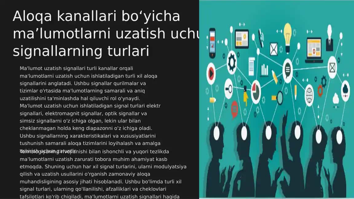 Aloqakanallar bo'yicha ma'lumotlarni uzatish uchun signal turlari