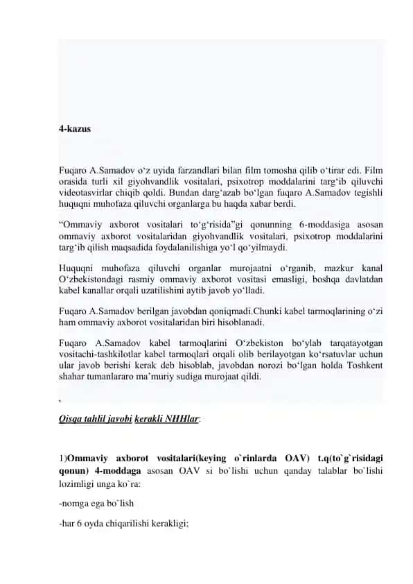 Film tomosha va giyohvandlik vositalari