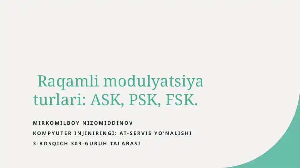 Raqamli modulyatsiya turlari
