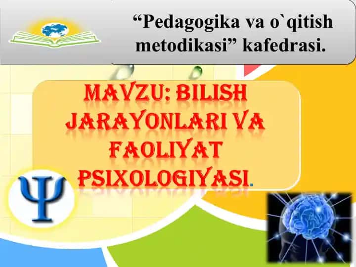 Bilish jarayonlari va faoliyat psixologiyasi