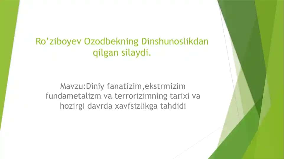 Diniy fanatizm, ekstremizm, fundamentalizm va terrorizmning tarixi va hozirgi davrda xavfsizlikga tahdit
