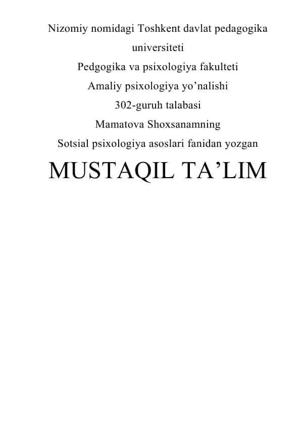 Kichik guruhlar psixologiyasi