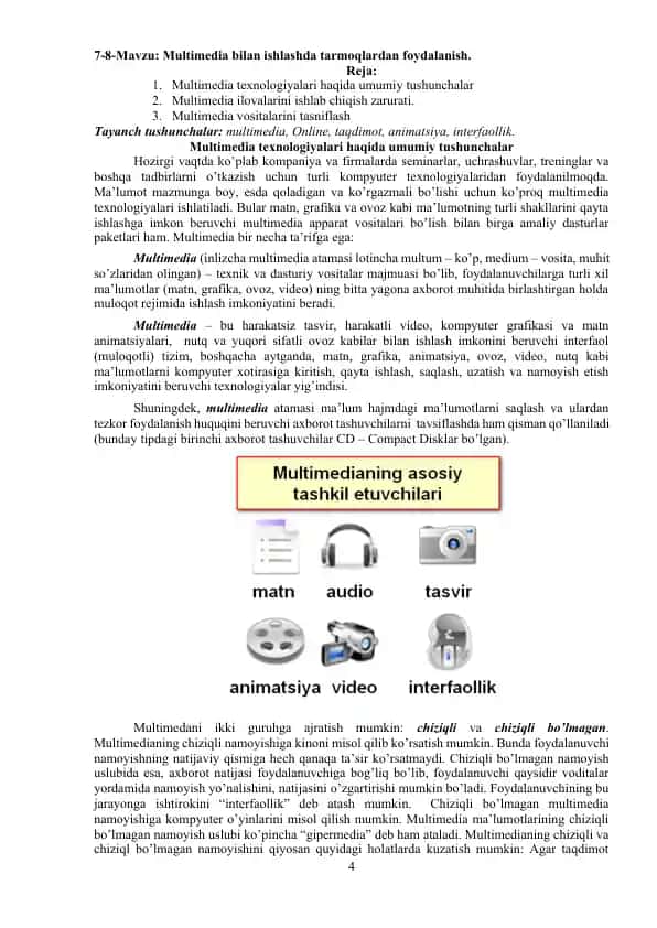 Multimedia bilan ishlashda tarmoqlardan foydalanish